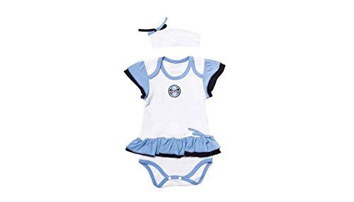 Body Vestido com Tiara Grêmio, Rêve D'or Sport, Bebê Menina, Branco/Azul/Preto, M