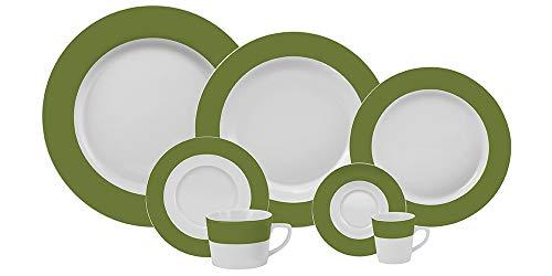Serviço Jantar Chá Café 28 Peças Porcelana Schmidt Diversos. Decoração Linha Matte Verde Militar Pacote De 028 No Voltagev