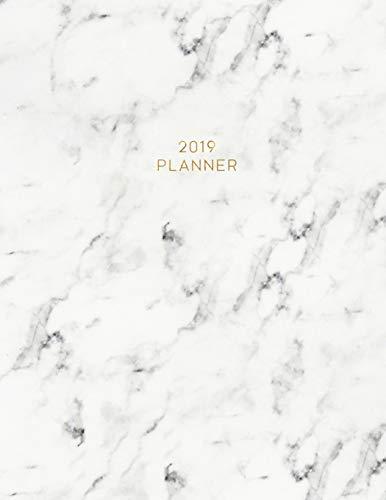 2019 Planner: Weekly and Monthly Planner Calendar Organizer Agenda (January 2019 to December 2019) Simple White Marble