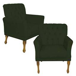 Kit 02 Poltrona Cadeira Decorativa Para Sala Estar Decoração Recepção Bia - Sued Verde Musgo