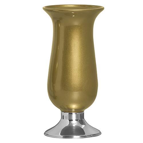 Vaso Imperial Pé De Alumínio Ceramicas Pegorin Bronze
