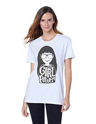 Camiseta Manga Curta Power Glasses, Joss, Feminino, Branco, Médio