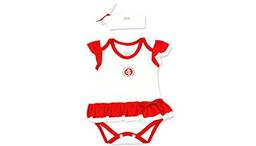 Body Vestido com Tiara Internacional, Rêve D'or Sport, Bebê Menina, Branco/Vermelho, P