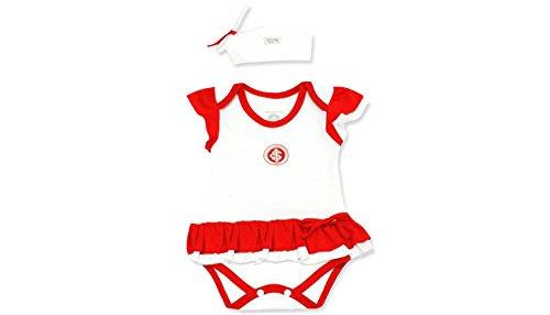 Body Vestido com Tiara Internacional, Rêve D'or Sport, Bebê Menina, Branco/Vermelho, P
