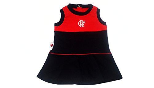 Vestido Cavado Flamengo, Rêve D'or Sport, Bebê Menina, Vermelho/Preto, 2