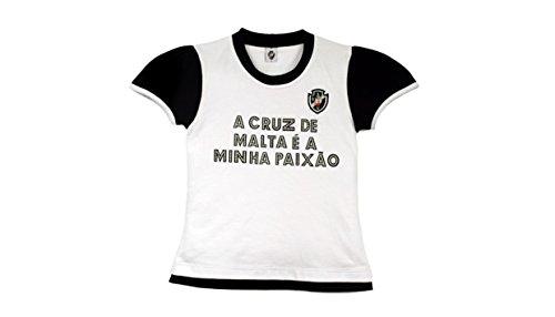 Camiseta Baby Look Vasco, Rêve D'or Sport, Meninas, Branco/Preto, 4