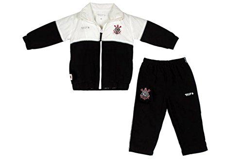 Conjunto calça e blusa com zíper Corinthians, Rêve D'or Sport, Bebê Unissex, Branco/Preto, G