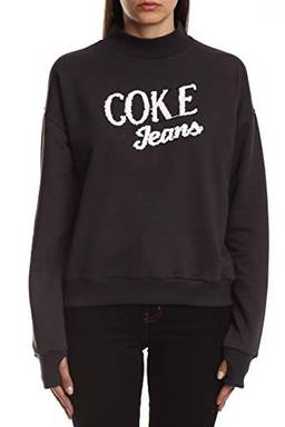 Blusa de moletom bordado, Coca-Cola Jeans, Feminino, Cinza, P