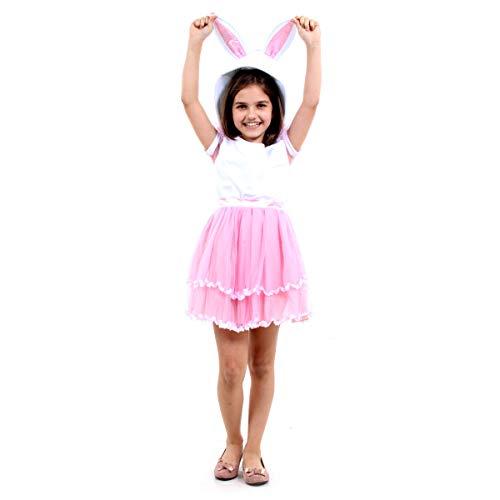 Fantasia Coelhinha Infantil Sulamericana Fantasias Branco/Rosa 8 Anos