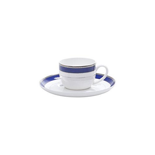 Jogo de 6 Xícaras de Café de Porcelana com Pires Rojemac Azul