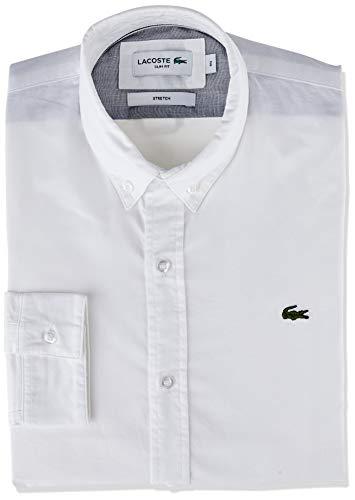 Camisa masculina slim fit com stretch em algodão Oxford, Branco, 46