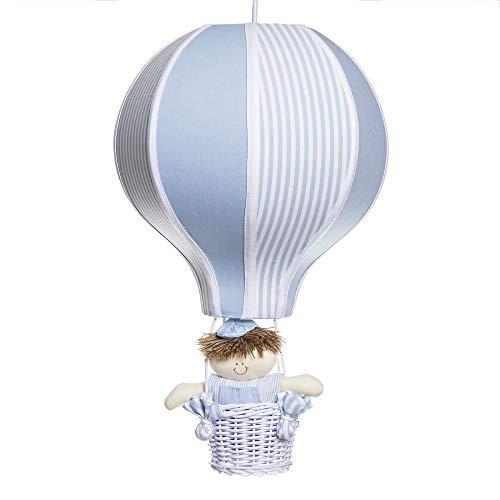 Lustre Balão com Boneco, Quarto Bebê Infantil Menino, Potinho de Mel, Azul, Grande