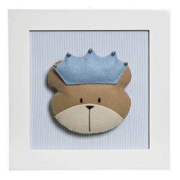 Quadro Decorativo Cara do Urso Príncipe, Quarto Bebê Infantil Menino, Potinho de Mel, Azul