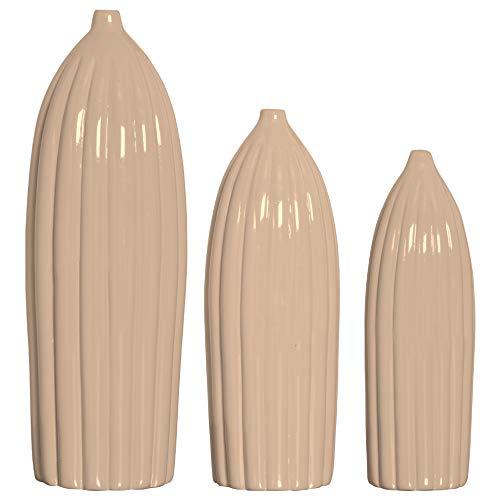 Trio Garrafas Indianas Leblom Ceramicas Pegorin Branco