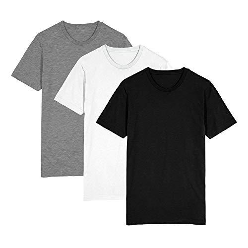 Kit Camiseta Lisa c/ 3 Peças Básicas Premium 100% Algodão Tamanho:M;Cor:Colorido;Genero:Masculino
