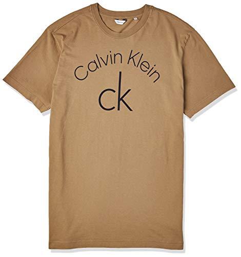 Camiseta Slim Estampada, Calvin Klein, Masculino, Bege, M