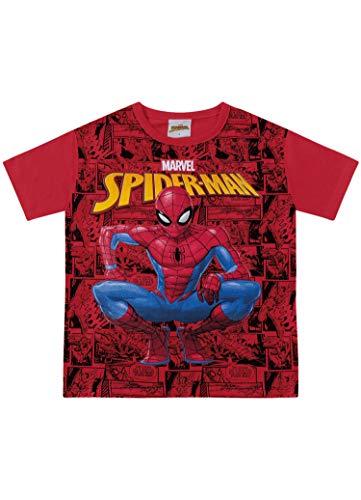 Camiseta Meia Malha Spider-Man, Fakini, Meninos, Vermelho, 4