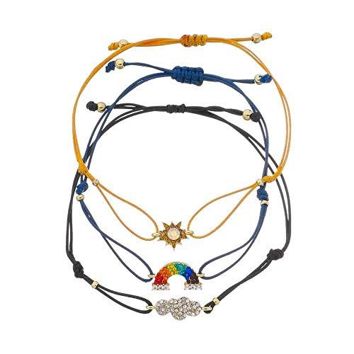 Kit 3 pulseiras piuka felicity colorido cordão ajustável