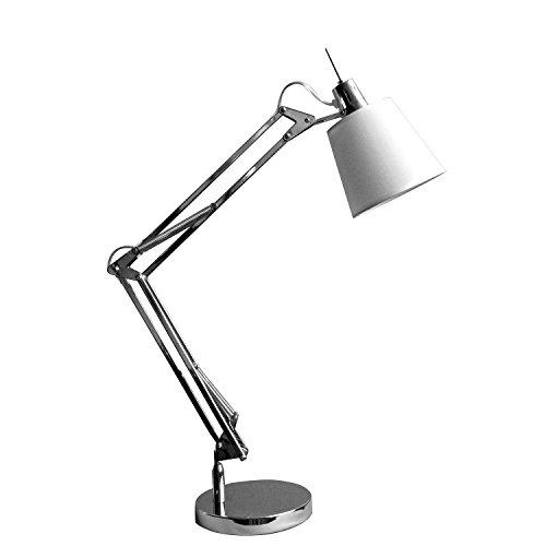 Luminária de Leiturax 40mm Bella Iluminação Scope Branco/ Cromado Metal e Tecido