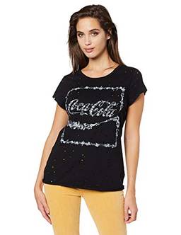 Coca-Cola Jeans Camiseta Estampada Feminino, P, Preto