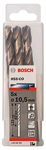 Pacote de 5 Brocas HSS-Co 10.5X87X133 mm, Bosch 2608585900-000, Dourada