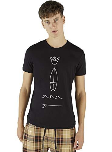Joss Camiseta Básica Estampada Masculino, Pequeno, Preto