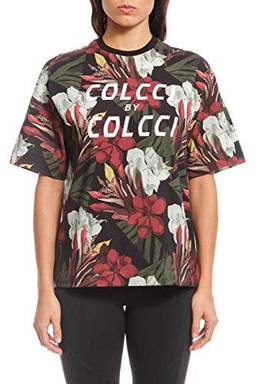 Camiseta Estampa Floral, Colcci Fitness, Feminino, Preto/Off/Bordo/Verde/Amarelo, P
