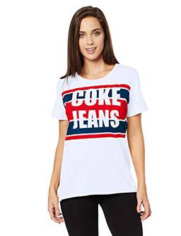 Coca-Cola Jeans Camiseta Estampada, GG, Branco