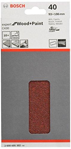 Folha de Lixa Red/Wood 93X185 mm, Bosch 2608605302-000, Vermelho