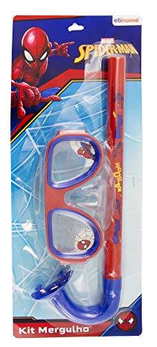 Snorkel com Mascara Etitoys Vermelho/Azul/Estampa Spiderman