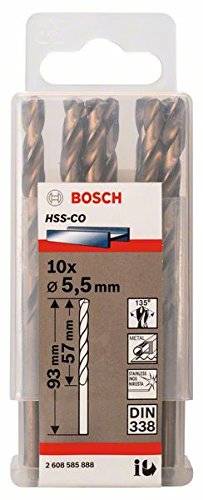 Pacote de 10 Brocas HSS-Co 5.5X57X93 mm, Bosch 2608585888-000, Dourada