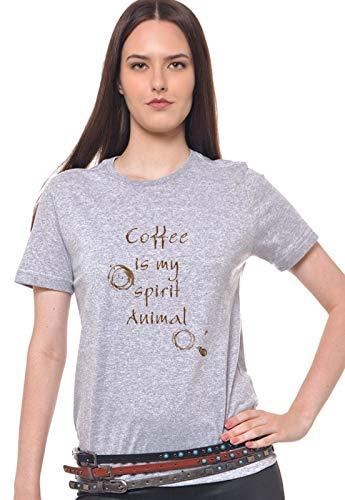 Camiseta Manga Curta Estampada Coffee, Joss, Feminino, Cinza, Pequeno