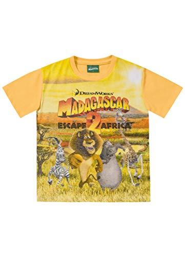 Camiseta Meia Malha Madagascar, Fakini, Meninos, Amarelo, 1