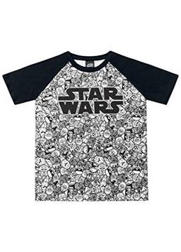 Camiseta Meia Malha Star Wars, Fakini, Meninos, Branco/Preto, 8