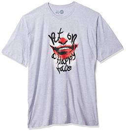 Camiseta Joker Happy Face, Studio Geek, Adulto Unissex, Cinza, P