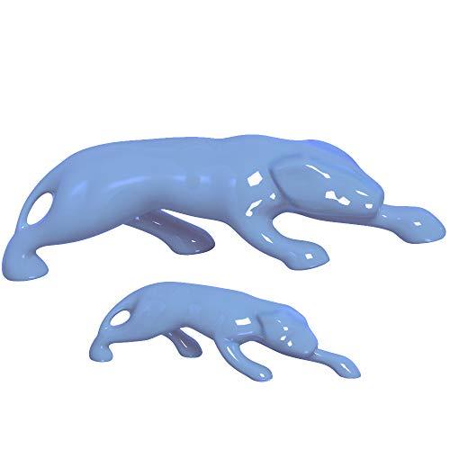 Duo Pantera Grande e Pequeno, Azul Frozen, Ceramicas Pegorin