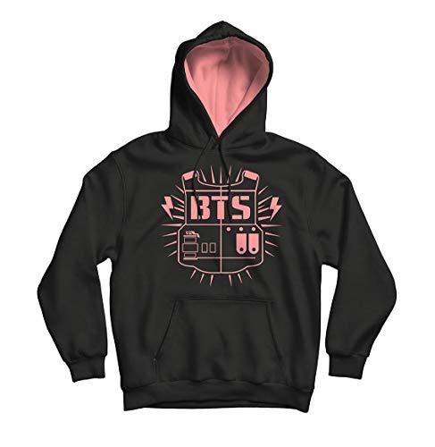 Casaco de moletom masculino unissex BTS K-pop preto e rosa Live Comics cor:preto;tamanho:P
