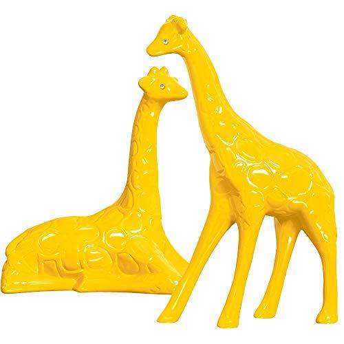 Casal De Girafas Deitada E Em Pé Ceramicas Pegorin Amarelo