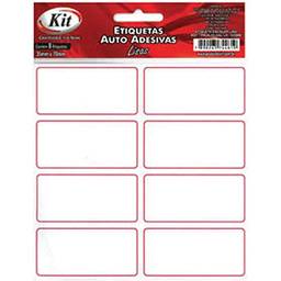 Kit 523966, Etiqueta Escolar Tarja Vermelha S/Pauta - Caixa com 08 cartelas e 24 unidades