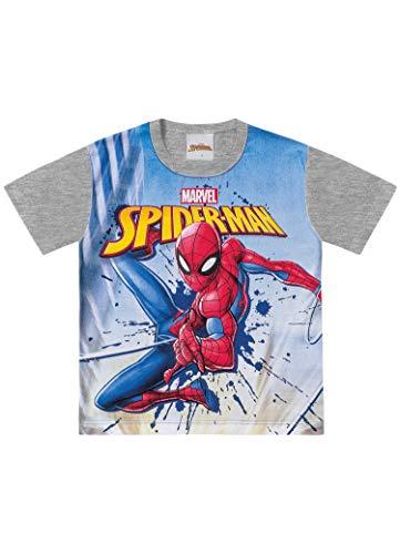 Camiseta Meia Malha Spider-Man, Fakini, Meninos, Cinza Mescla, 1