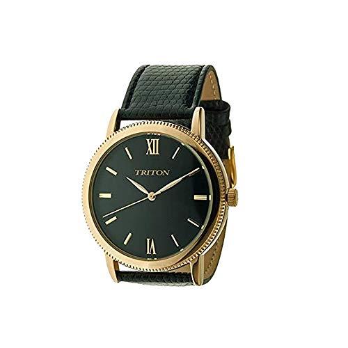 Relógio dourado, analogico, pulseira preta, Triton MTX223