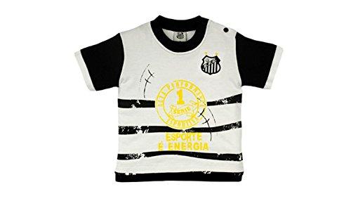 Camiseta Manga Curta Esporte e Energia Santos, Rêve D'or Sport, Bebê Unissex, Branco/Preto, P