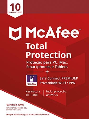 McAfee Total Protection 10 + VPN - Antivírus - Programa premiado de proteção contra ameaças digitais multi dispositivo - 10dispositivos - Cartão