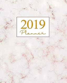 2019 Planner: Weekly Planner 2019 Yearly Calendar Organizer Agenda (January 2019 to December 2019) Rose Gold Beige Marble