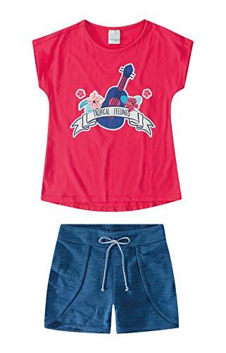 Conjunto Camiseta e Bermuda Tropical Feelings, Malwee Kids, Meninas, Vermelho, 1