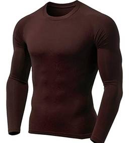 Camisa Térmica Segunda Pele Lycra Proteção Uv (Marrom, GG)