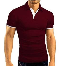 Camisa Polo Slim Fit Masculina Camiseta Blusa Sofisticada (G, Bordo)
