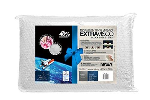 Travesseiro Extravisco Toque de Rosas para Fronhas Revestimento Fibrasca Branco 50x70 cm