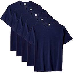Kit com 5 Camiseta Masculina Básica Algodão Premium (Azul, GG)