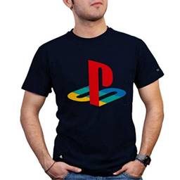 Camiseta Playstation Classic, Banana Geek, Masculino, Azul Marinho, XG
